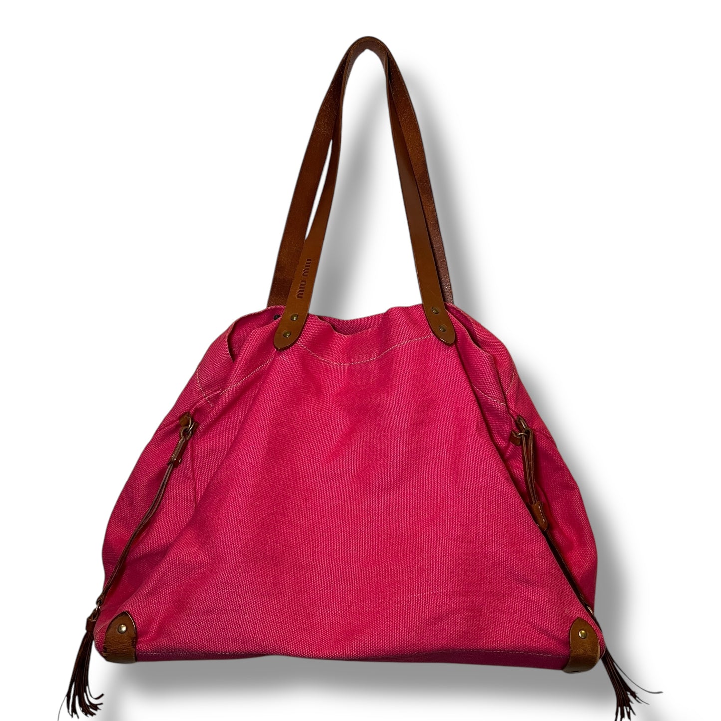 Miu Miu Magenta 90s Linen Tote Bag
