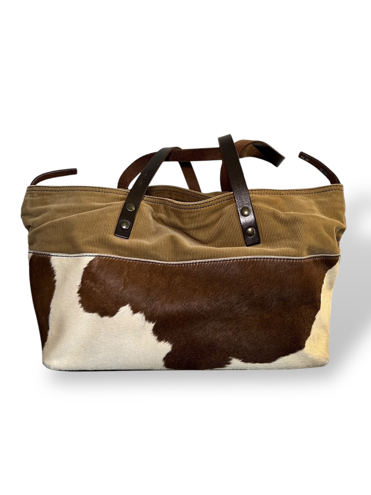 Miu Miu Rare Corduroy & Cow Tote