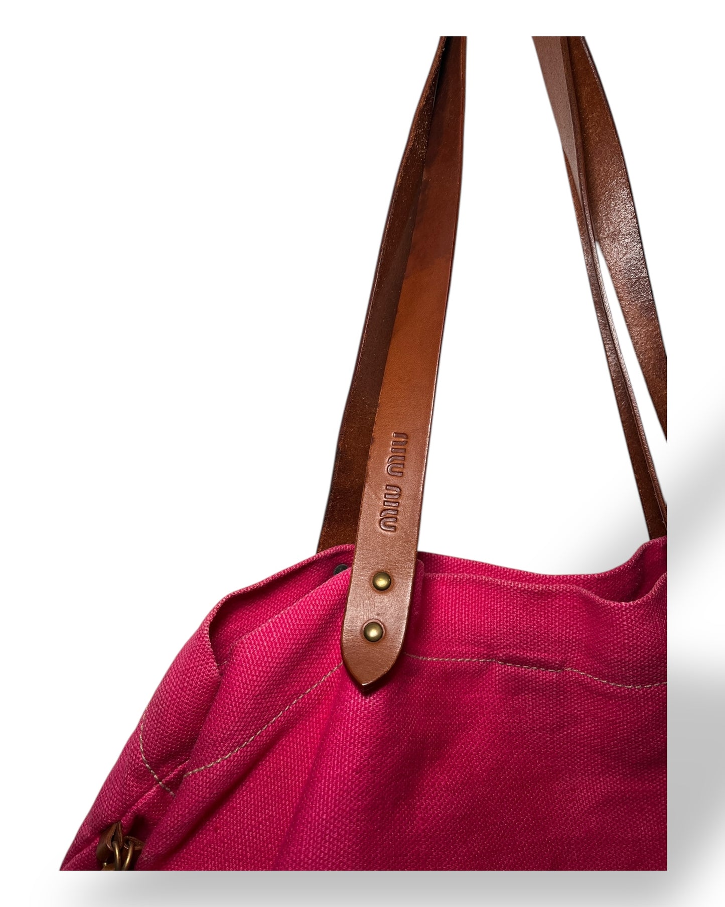 Miu Miu Magenta 90s Linen Tote Bag
