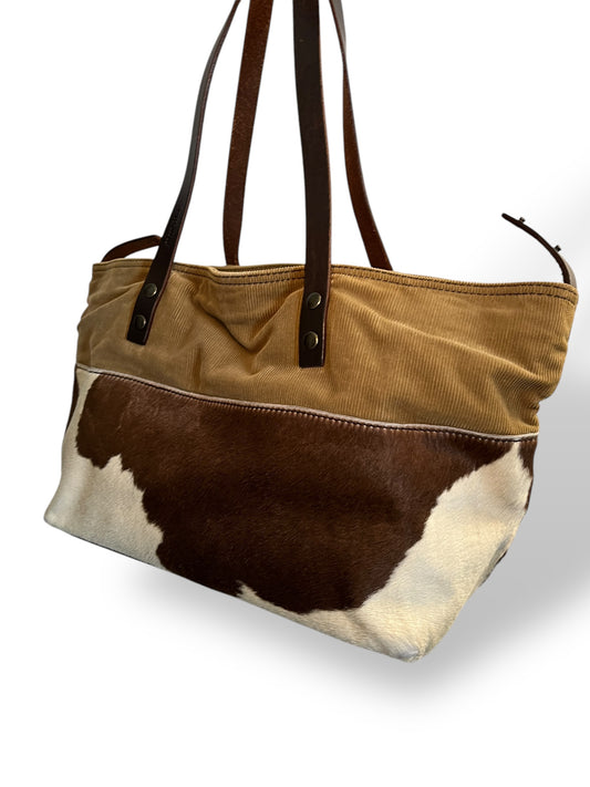 Miu Miu Rare Corduroy & Cow Tote