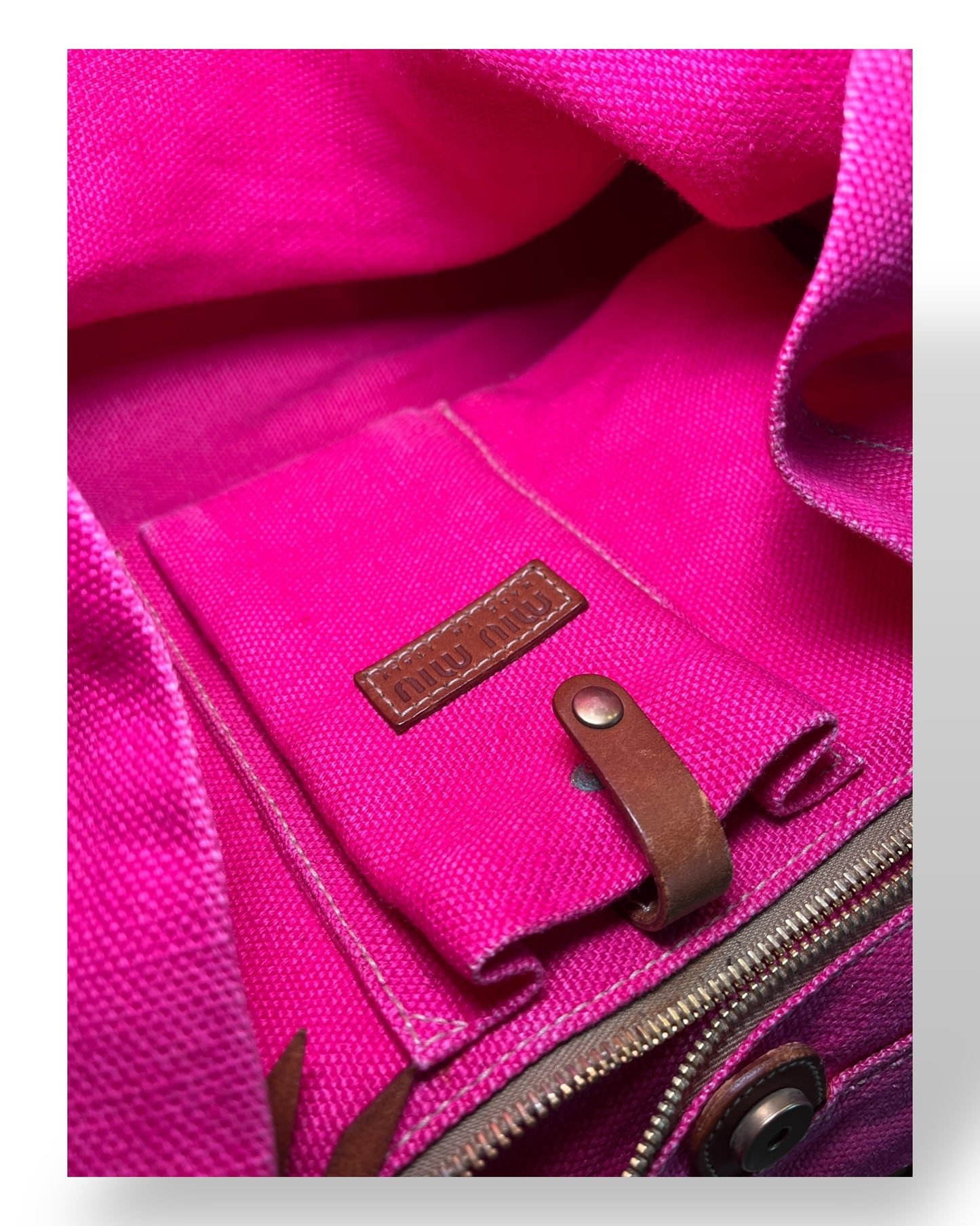 Miu Miu Magenta 90s Linen Tote Bag