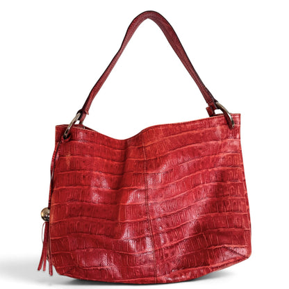 Furla Croc-Embossed Hobo