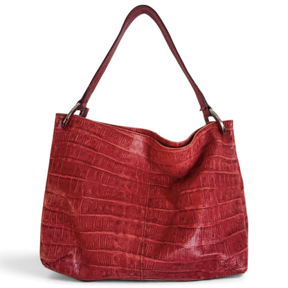 Furla Croc-Embossed Hobo