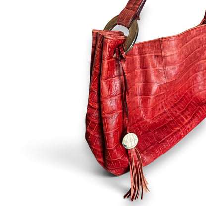 Furla Croc-Embossed Hobo