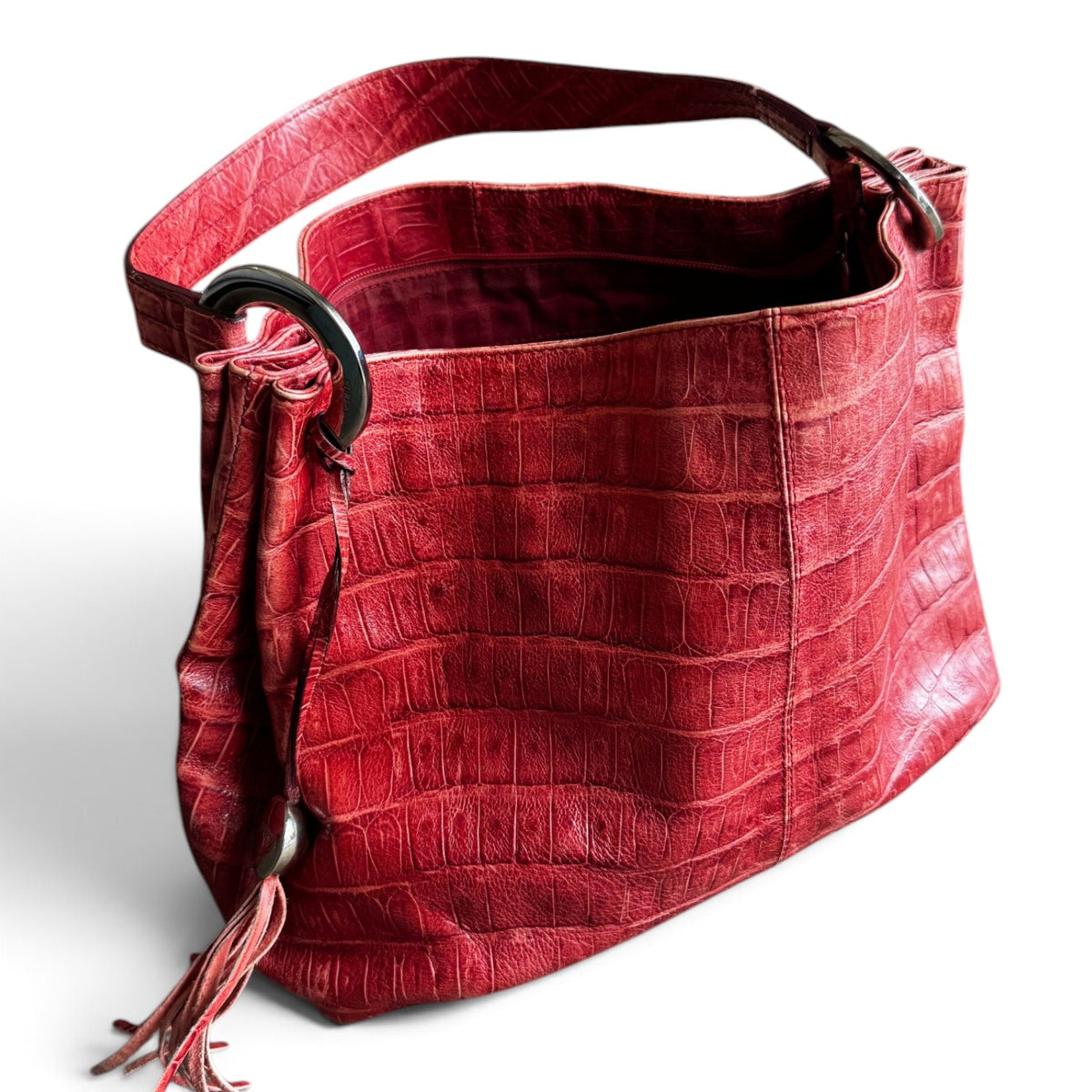 Furla Croc-Embossed Hobo
