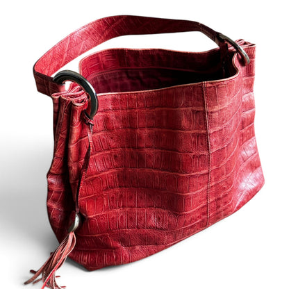 Furla Croc-Embossed Hobo