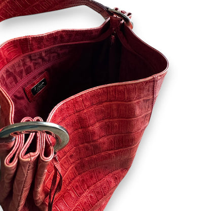 Furla Croc-Embossed Hobo