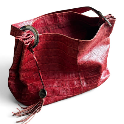 Furla Croc-Embossed Hobo
