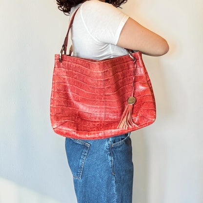 Furla Croc-Embossed Hobo