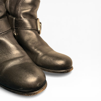 Miu Miu Black Leather Biker Boots