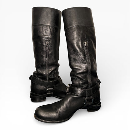 Miu Miu Black Leather Biker Boots