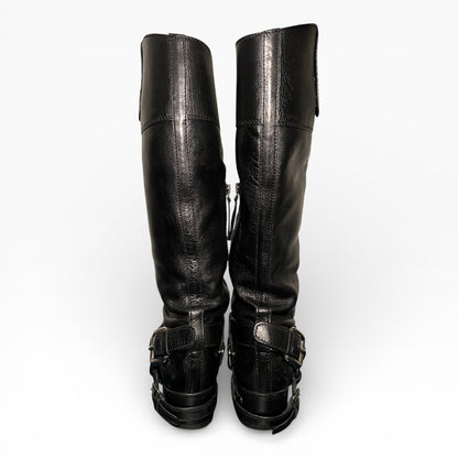 Miu Miu Black Leather Biker Boots