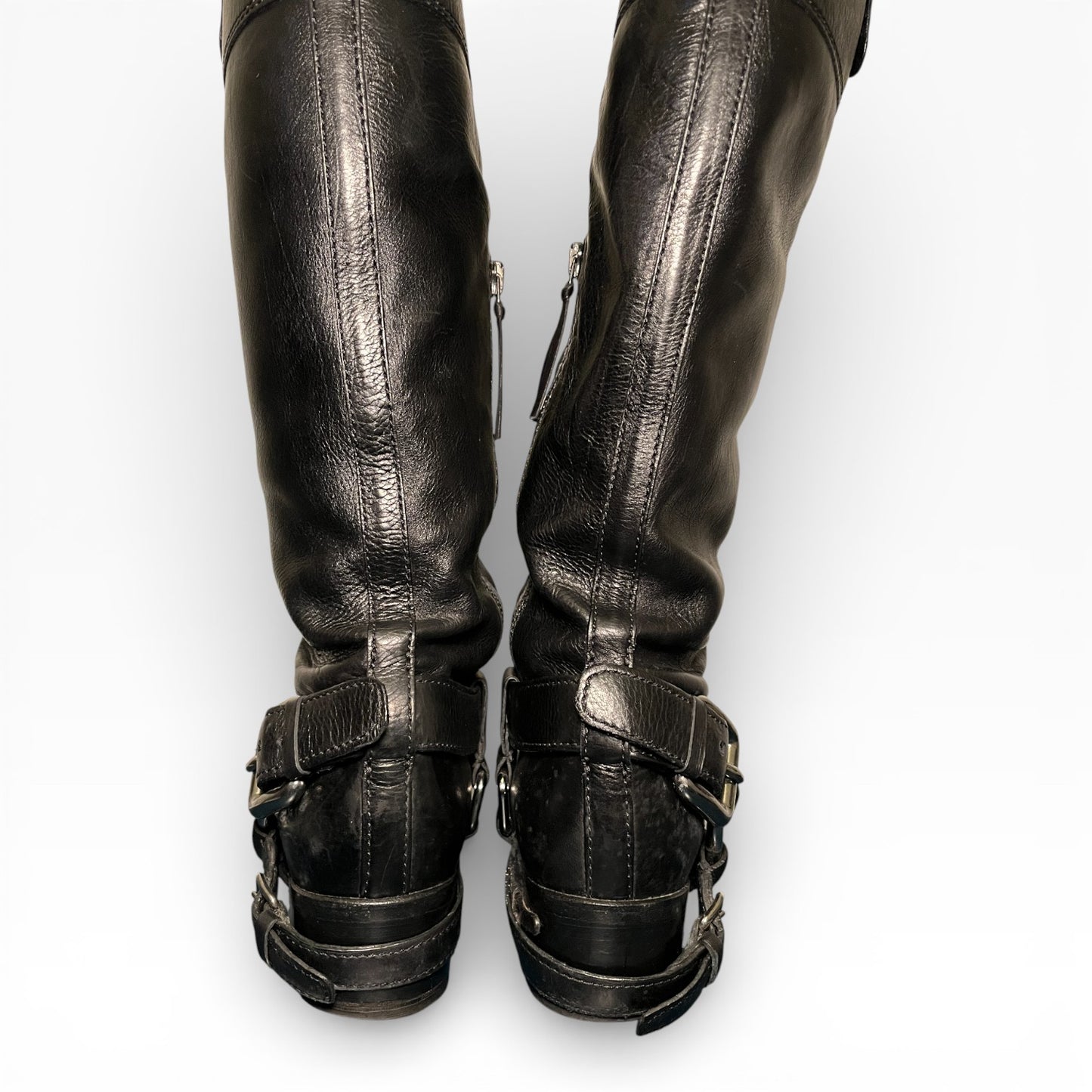Miu Miu Black Leather Biker Boots