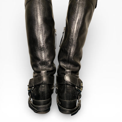Miu Miu Black Leather Biker Boots