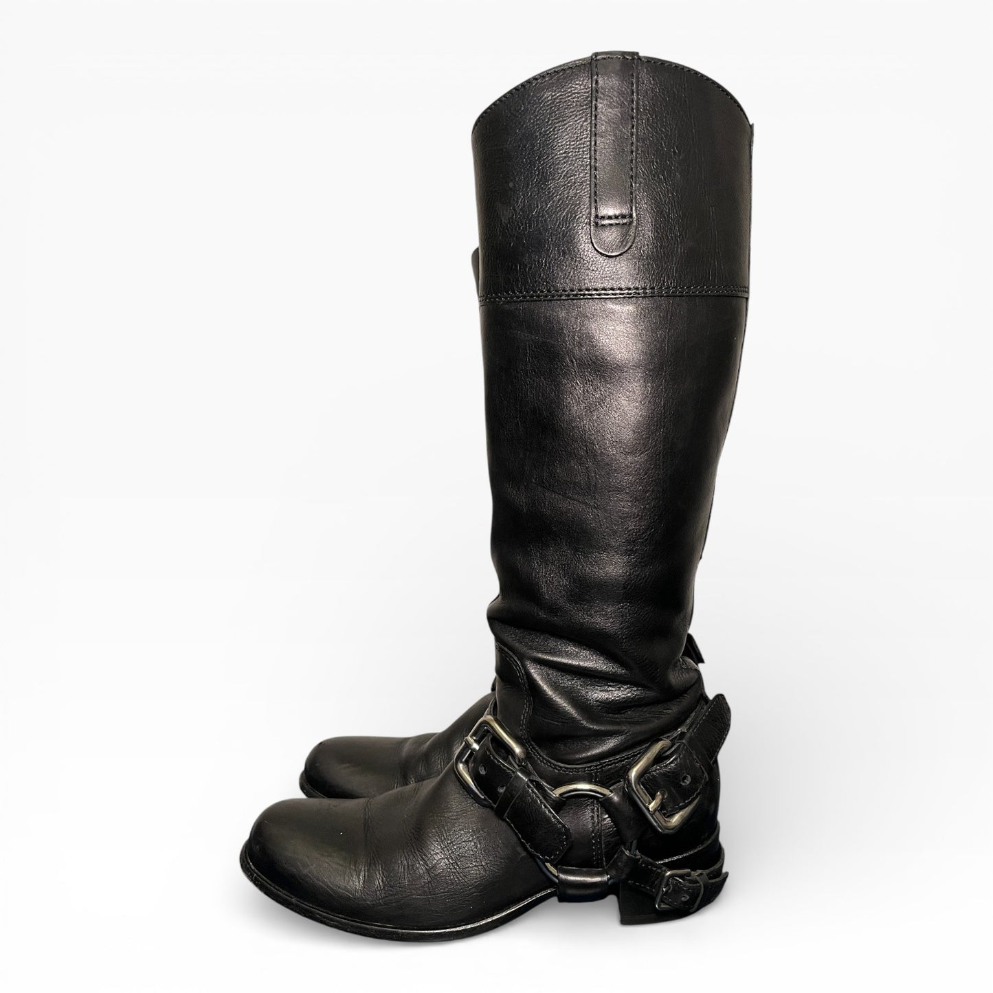 Miu Miu Black Leather Biker Boots