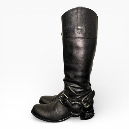 Miu Miu Black Leather Biker Boots
