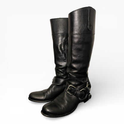 Miu Miu Black Leather Biker Boots