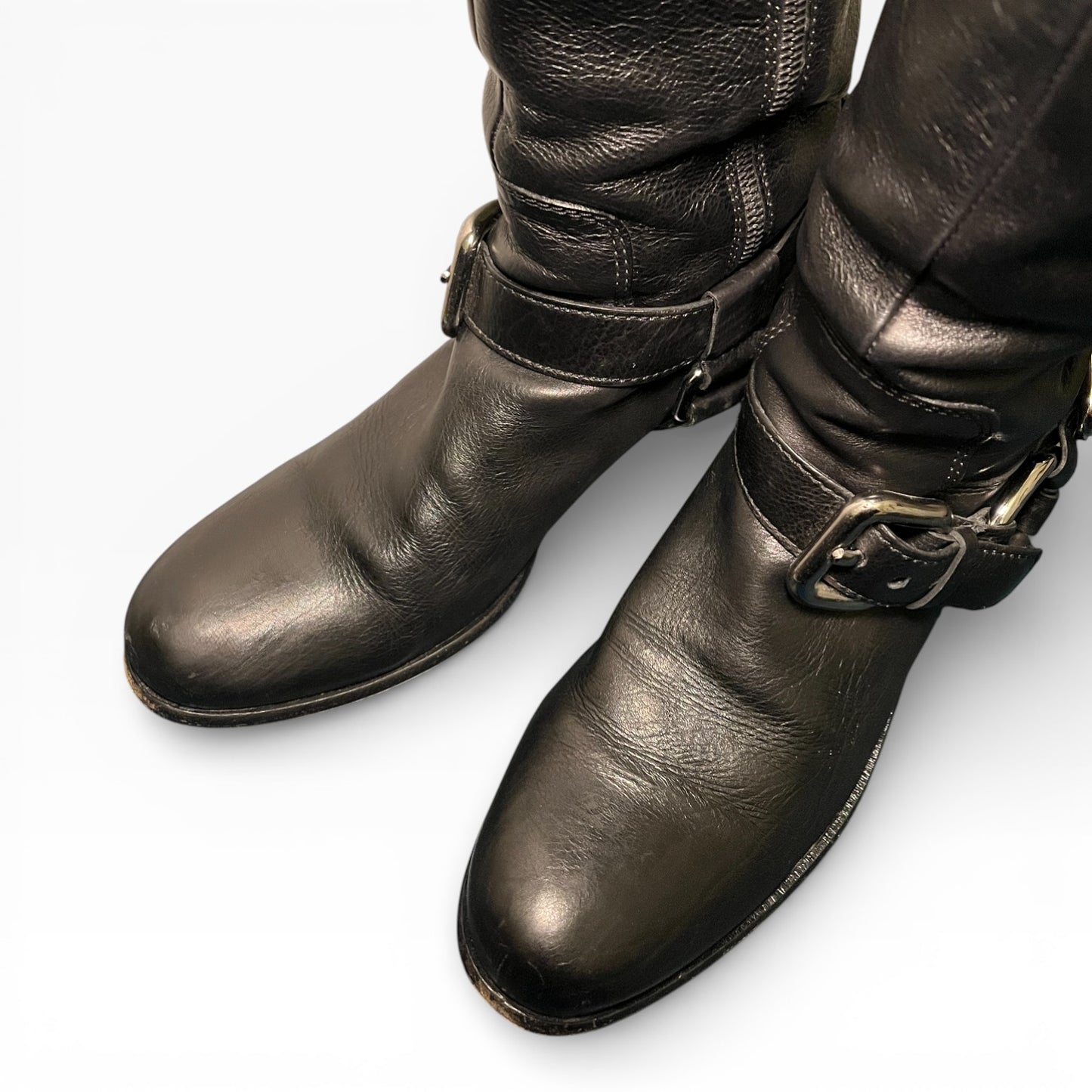 Miu Miu Black Leather Biker Boots