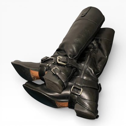 Miu Miu Black Leather Biker Boots