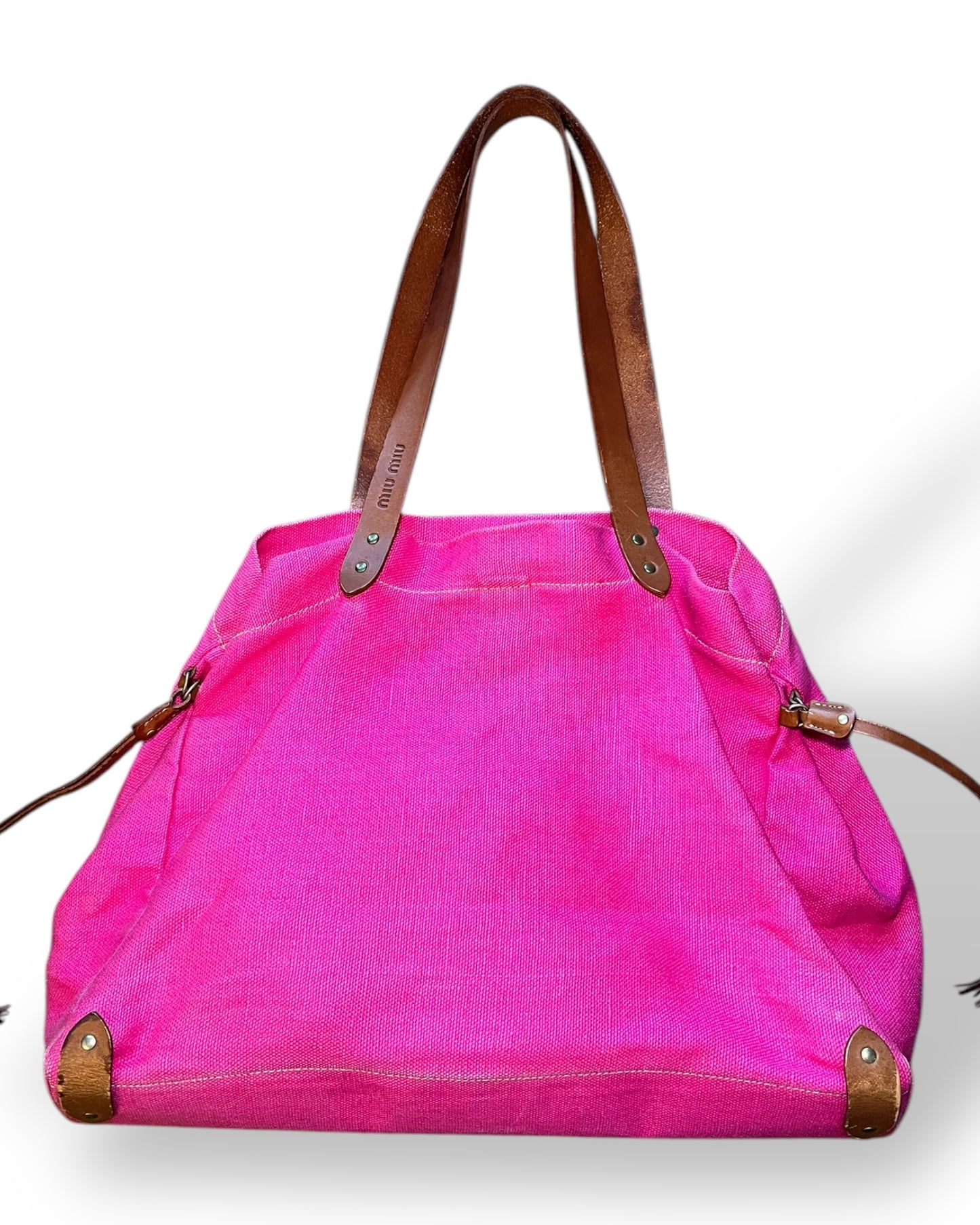 Miu Miu Magenta 90s Linen Tote Bag