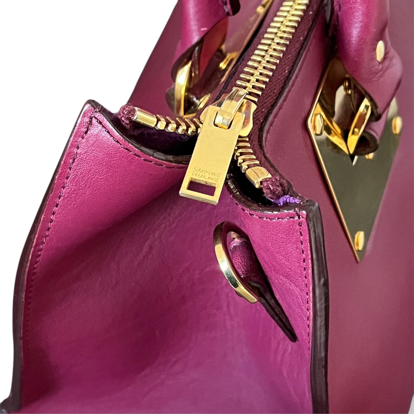 Sophie Hulme Leather Zip Bowler Bag