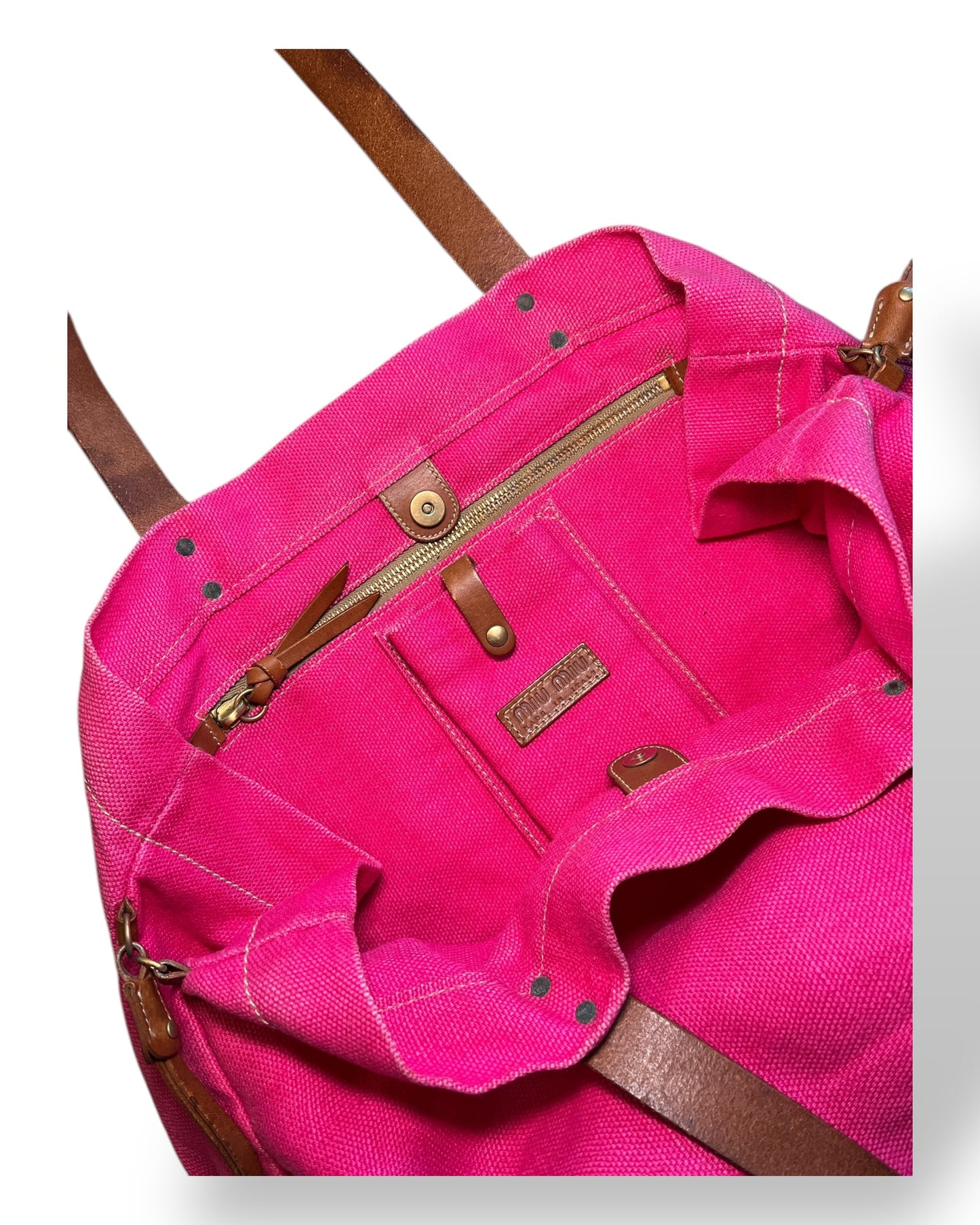Miu Miu Magenta 90s Linen Tote Bag