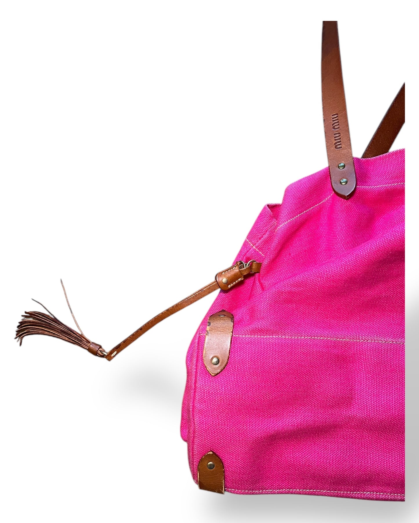 Miu Miu Magenta 90s Linen Tote Bag